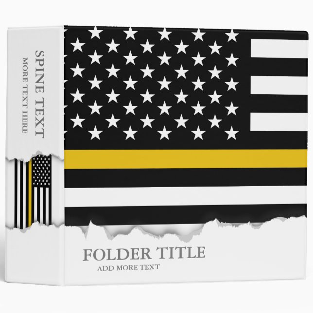 Patriotic Police Dispatcher Style American Flag 3 Ring Binder (Front/Spine)