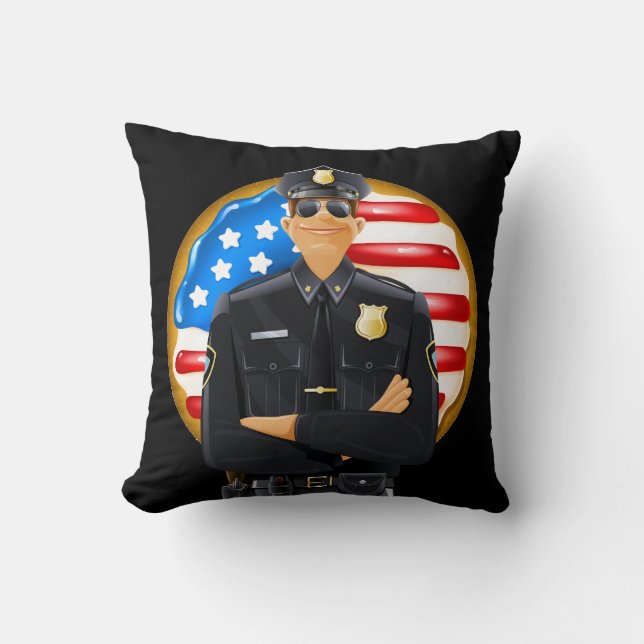 Patriotic Police Humor Throw Pillow (Front)