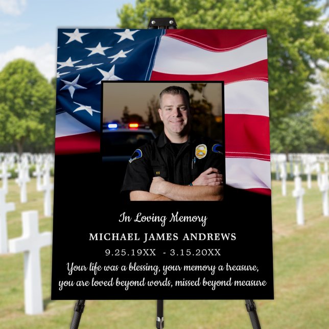 Patriotic Police Memorial American Flag Funeral Foam Board (Creator Uploaded)