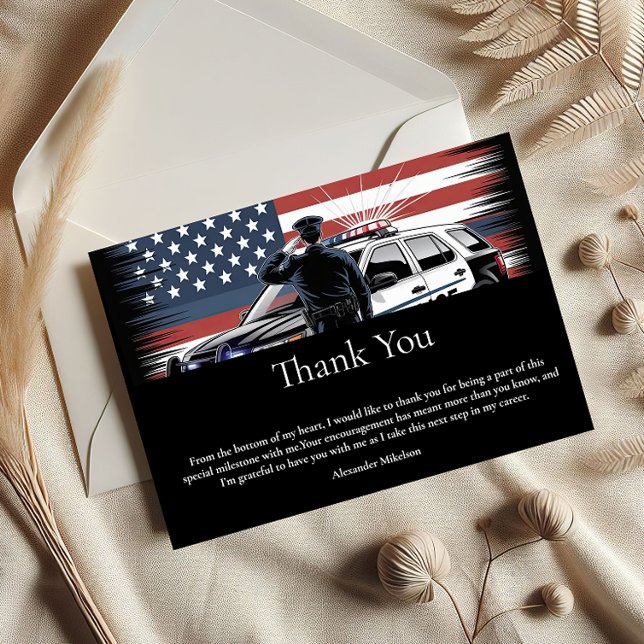 Patriotic Police Officer Graduation Thank You Card (Creator Uploaded)