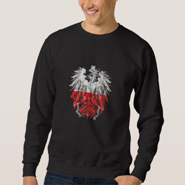 Patriotic Polish Heritage Roots Poland Flag Eagle  Sweatshirt (Front)