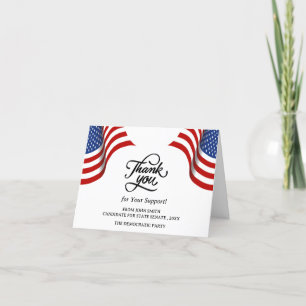 Patriotic Political Campaign Event or Contributor Letterpress Thank You Card