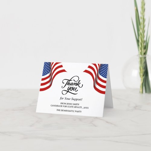 Patriotic Political Campaign Event or Contributor  Thank You Card