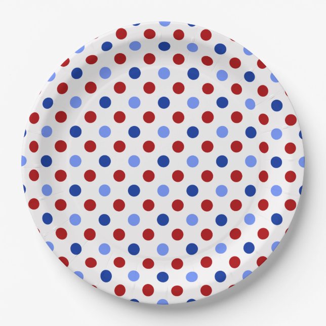 Patriotic Polka Dots Paper Plates (Front)