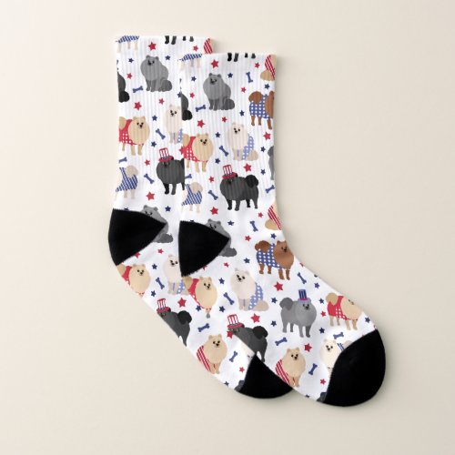 Patriotic Pomeranian Dog Socks