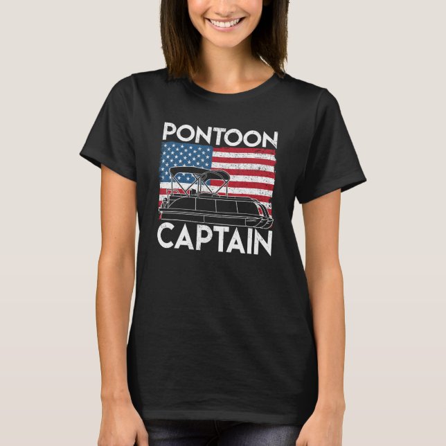 Patriotic Pontoon Captain Us American Flag Funny B T-Shirt (Front)