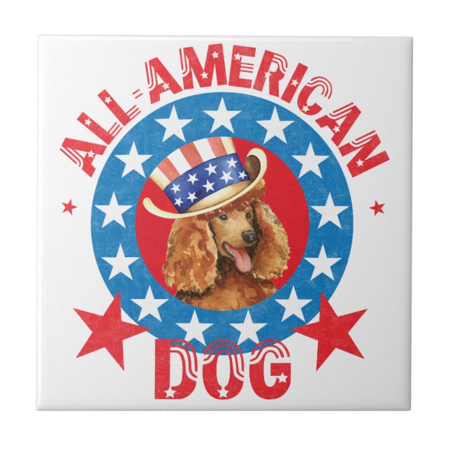 Patriotic Poodle Ceramic Tile (Front)