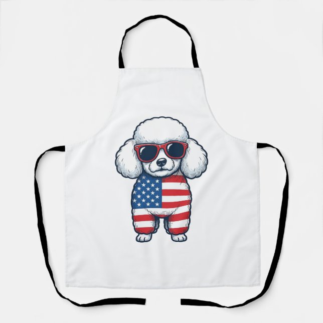 Patriotic Poodle in Sunglasses Vector Design_1 Apron (Front)