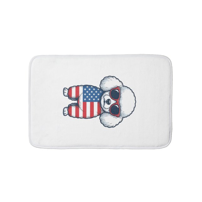 Patriotic Poodle in Sunglasses Vector Design_1 Bath Mat (Front)