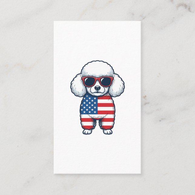 Patriotic Poodle in Sunglasses Vector Design_1 Business Card (Front)