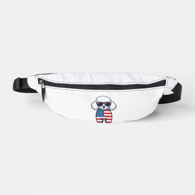 Patriotic Poodle in Sunglasses Vector Design_1 Fanny Pack (Front)