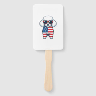 Patriotic Poodle in Sunglasses Vector Design_1 Hand Fan