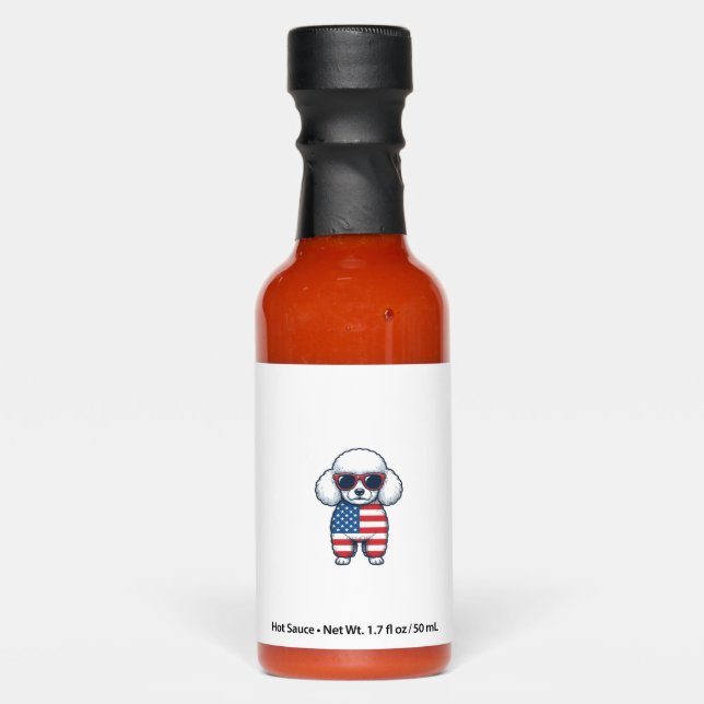 Patriotic Poodle in Sunglasses Vector Design_1 Hot Sauces (Front)