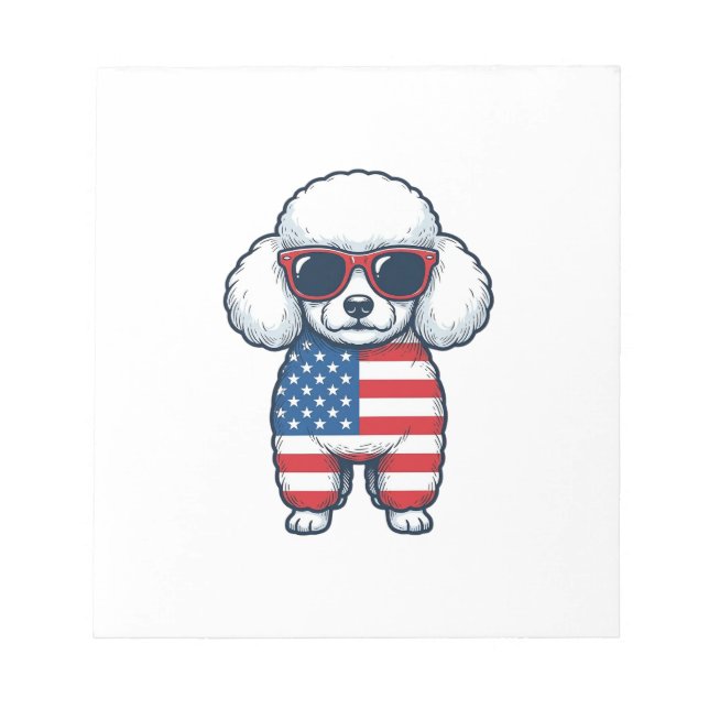 Patriotic Poodle in Sunglasses Vector Design_1 Notepad (Front)