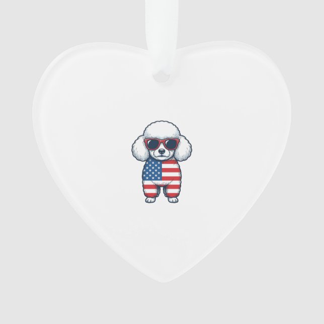 Patriotic Poodle in Sunglasses Vector Design_1 Ornament (Front)
