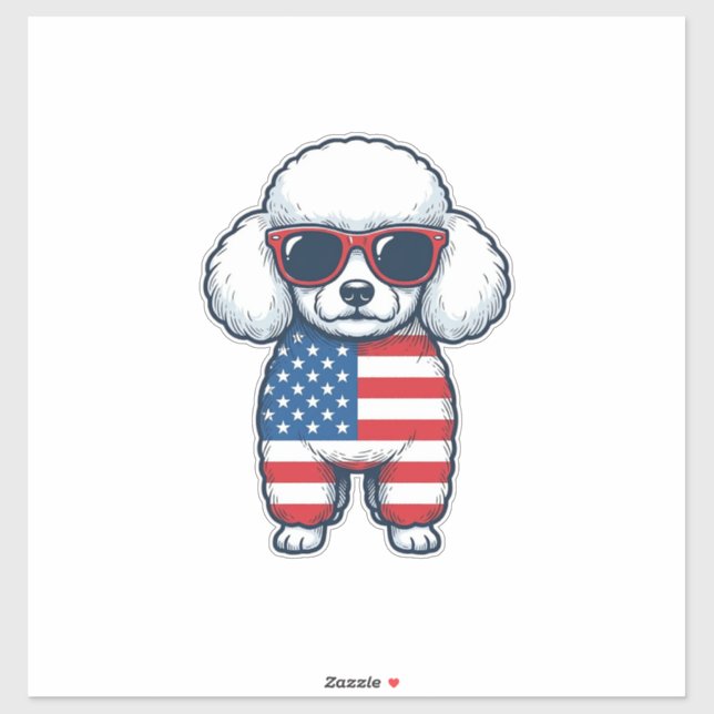 Patriotic Poodle in Sunglasses Vector Design_1 Sticker (Sheet)