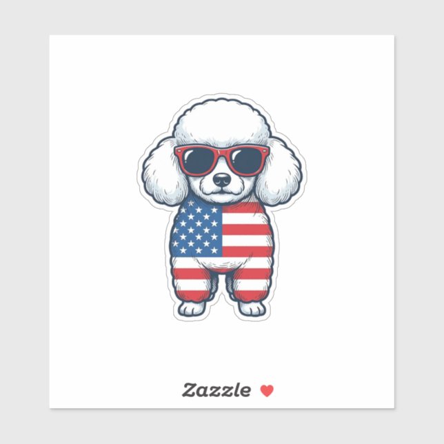 Patriotic Poodle in Sunglasses Vector Design_1 Sticker (Sheet)