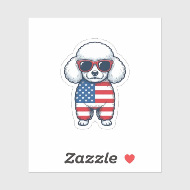 Patriotic Poodle in Sunglasses Vector Design_1 Sticker (Sheet)