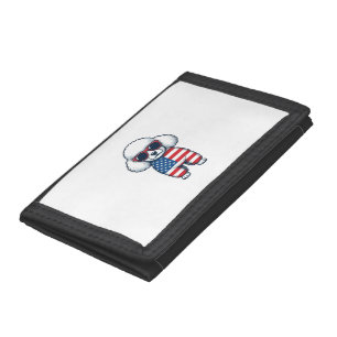 Patriotic Poodle in Sunglasses Vector Design_1 Trifold Wallet