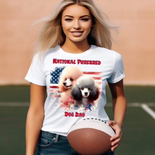 Patriotic Poodles Prance by Old Glory T_Shirt