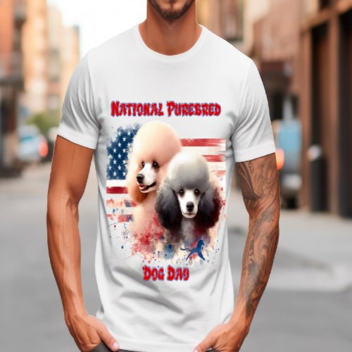 Patriotic Poodles Prance by Old Glory T_Shirt