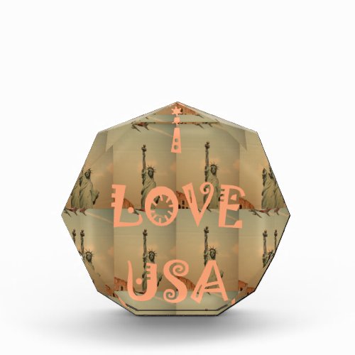 Patriotic Pop Art I Love USA Graphic Art Design Acrylic Award