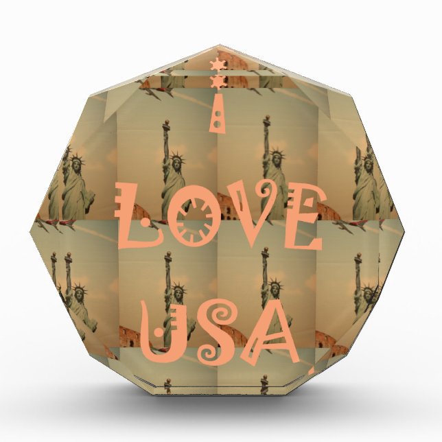 Patriotic Pop Art: "I Love USA" Graphic Art Design Award (Front)