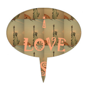 Patriotic Pop Art: "I Love USA" Graphic Art Design Cake Topper