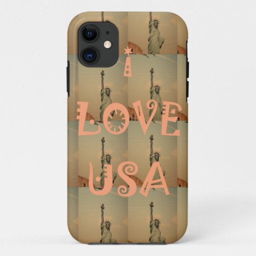 Patriotic Pop Art I Love USA Graphic Art Design iPhone 11 Case