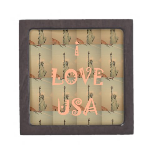 Patriotic Pop Art I Love USA Graphic Art Design Gift Box