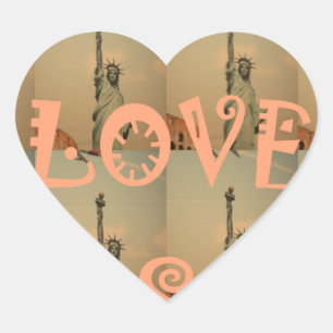Patriotic Pop Art: "I Love USA" Graphic Art Design Heart Sticker