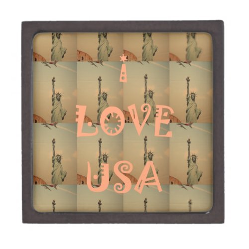 Patriotic Pop Art I Love USA Graphic Art Design Keepsake Box