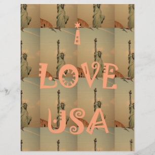 Patriotic Pop Art: "I Love USA" Graphic Art Design Letterhead