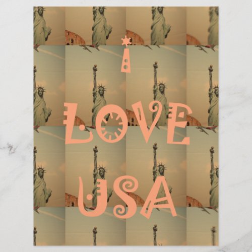 Patriotic Pop Art I Love USA Graphic Art Design Letterhead