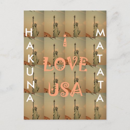 Patriotic Pop Art I Love USA Graphic Art Design Postcard