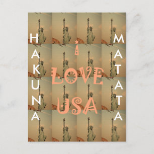 Patriotic Pop Art: "I Love USA" Graphic Art Design Postcard