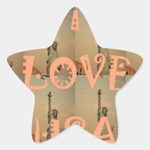 Patriotic Pop Art I Love USA Graphic Art Design Star Sticker