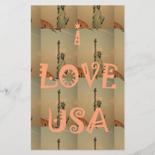 Patriotic Pop Art I Love USA Graphic Art Design Stationery