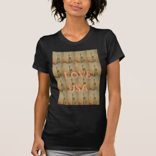 Patriotic Pop Art: "I Love USA" Graphic Art Design T-Shirt