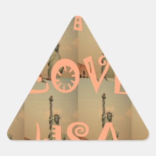 Patriotic Pop Art: "I Love USA" Graphic Art Design Triangle Sticker