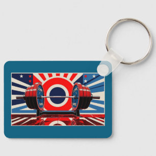 Patriotic Pop Art Olympic Barbell Set Keychain