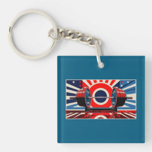 Patriotic Pop Art Olympic Barbell Set Keychain