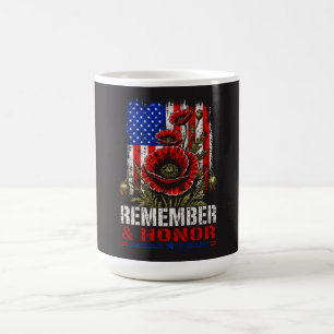 Patriotic Poppy American Flag - Remember & Honor Coffee Mug