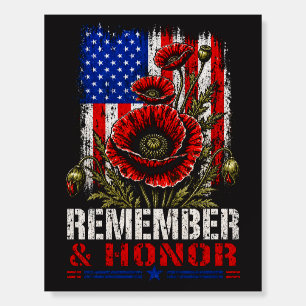Patriotic Poppy American Flag - Remember & Honor Foam Board