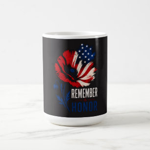 Patriotic Poppy Remember Honor American Flag Coffee Mug