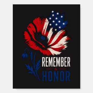 Patriotic Poppy Remember Honor American Flag Foam Board