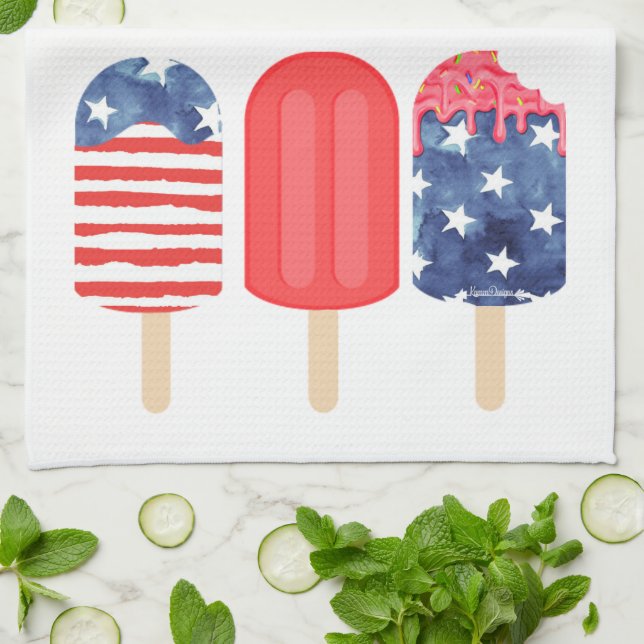 Patriotic Popsicle Kitchen Towel (Folded)