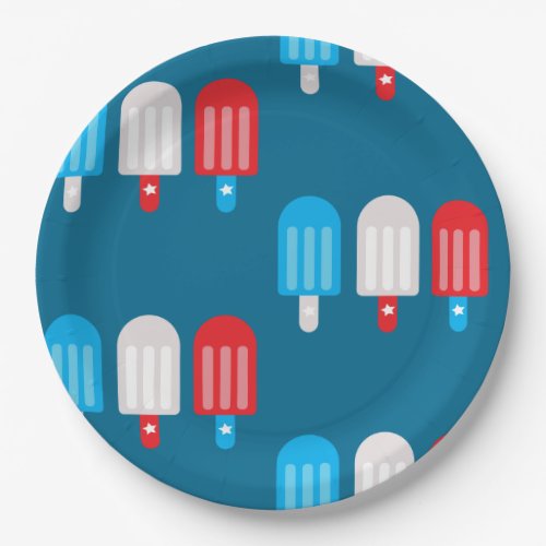 Patriotic Popsicle Pattern Paper Plates