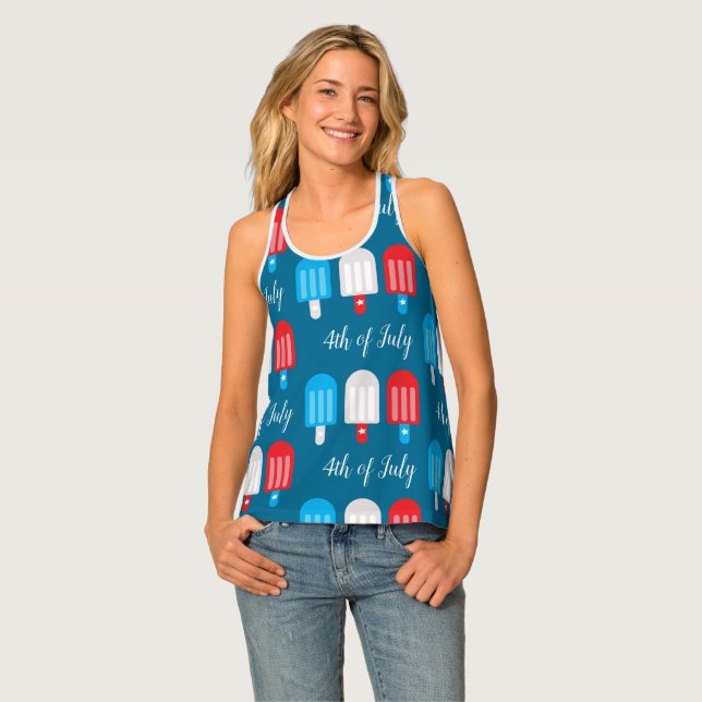 Patriotic Popsicles 4th of July Tank Top (Front Full)