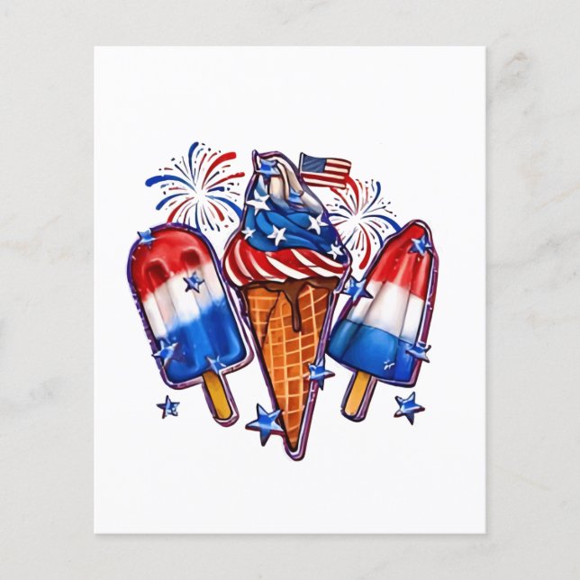 Patriotic Popsicles Ice Cream 4th of July Flyer (Front)